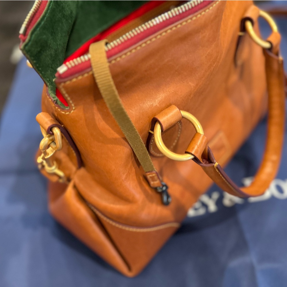 Dooney & Bourke Florentine Leather Satchel with Crossbody Strap - Natural - Picture 7 of 9